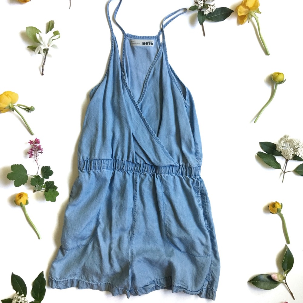 Topshop Moto soft denim romper size 6